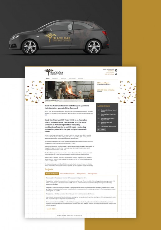 Image showing a preview of Black Oak Minerals website and Vehicle Signage that Elites Wave did.